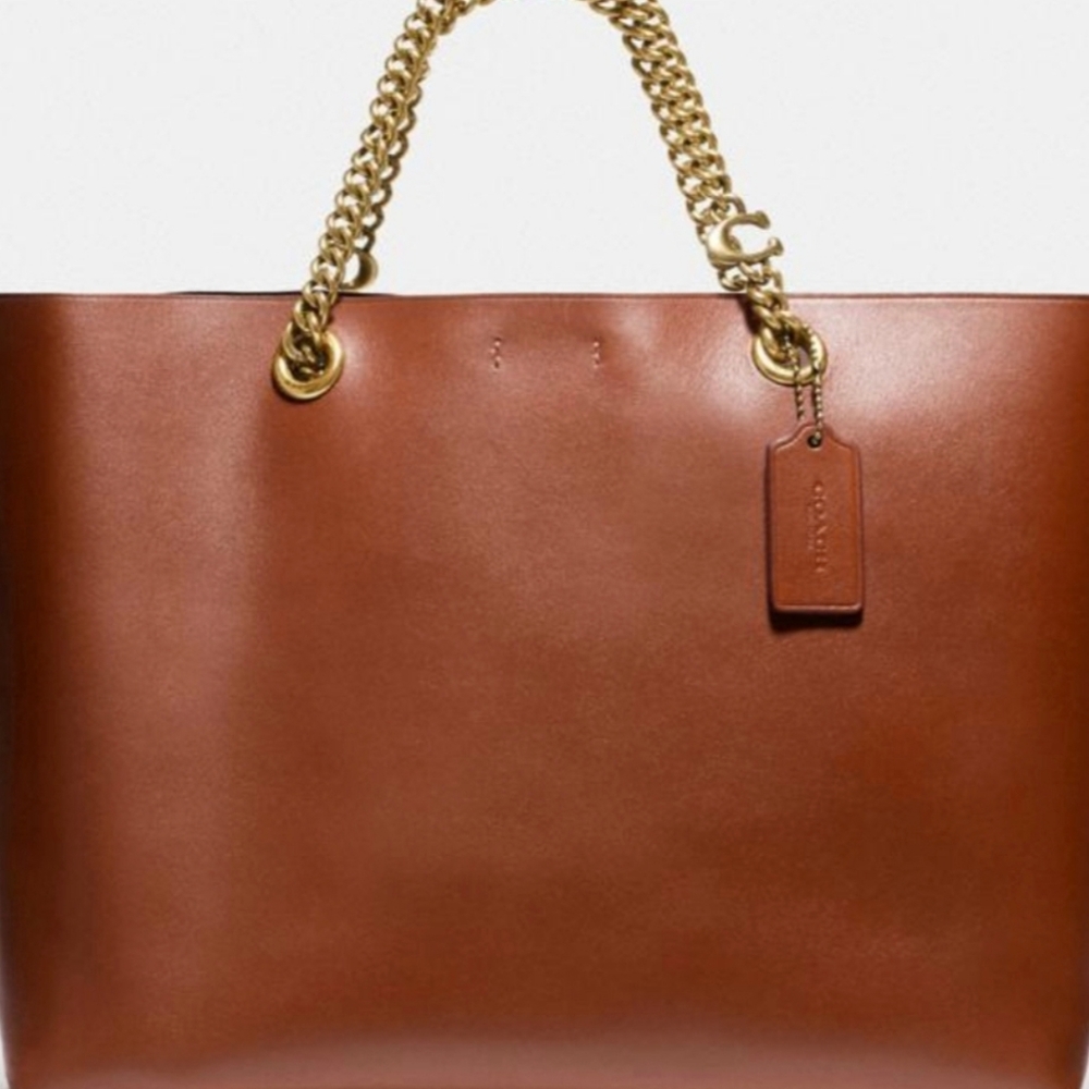 Leather Coach Signature Central Chain Tote